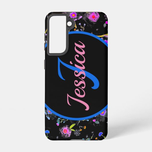 Floral Monogram Elegant Samsung Galaxy Hoesje (Achterkant)