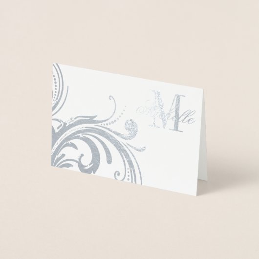 Floral Monogram en naam Folie Kaarten (Voorkant)