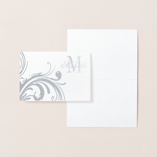 Floral Monogram en naam Folie Kaarten (Display)