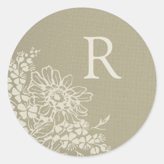  Floral Monogram Envelope Seal Ronde Sticker (Voorkant)
