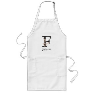 Floral Monogram F Black Gold Flora Lang Schort