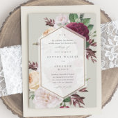 Floral Monogram Fall Wedding Kaart
