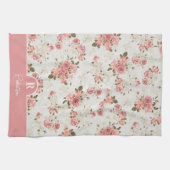 Floral Monogram Familienaam Theedoek (Horizontaal)