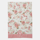Floral Monogram Familienaam Theedoek (Verticaal)