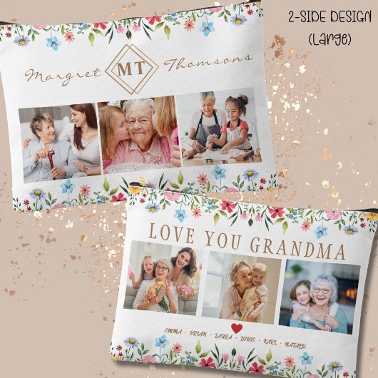 Floral Monogram Foto Accessoire Pouch Naar Mam Etui
