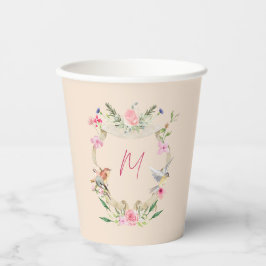Floral Monogram Genderneutraal Baby shower Papieren Bekers