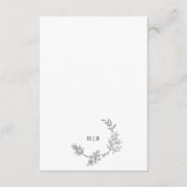 Floral Monogram geschetste krans bruiloft details Informatiekaartje (Achterkant)