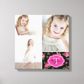 Floral Monogram Girly Foto Collage Canvas Afdruk (Voorkant)