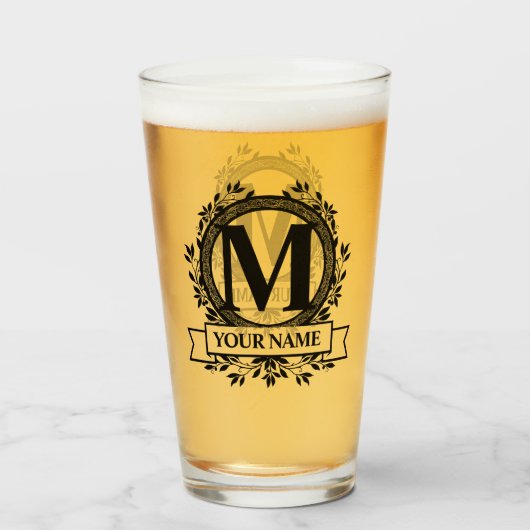Floral Monogram Glas (Voorkant gevuld)