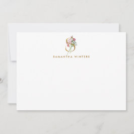  Floral Monogram Gold Letter S Note Kaart Notitiekaartje