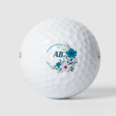 Floral Monogram Golf Balls Golfballen (Voorkant)