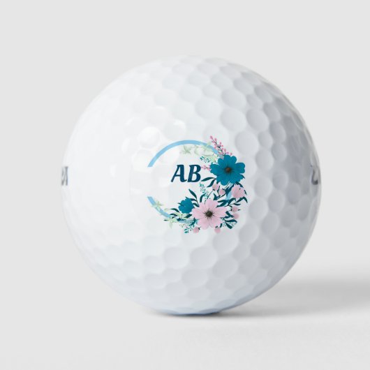 Floral Monogram Golf Balls Golfballen (Voorkant)