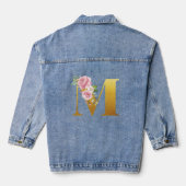 Floral Monogram Gouden Brief M Bruiloft Denim Jacket (Achterkant)