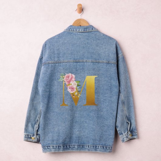 Floral Monogram Gouden Brief M Bruiloft Denim Jacket (Hangar)