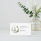  Floral Monogram Green Foliage Visitekaartje (Staand voorkant)