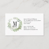  Floral Monogram Green Foliage Visitekaartje (Voorkant)