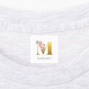 Floral monogram, Greenery Iron on Clothing Labels