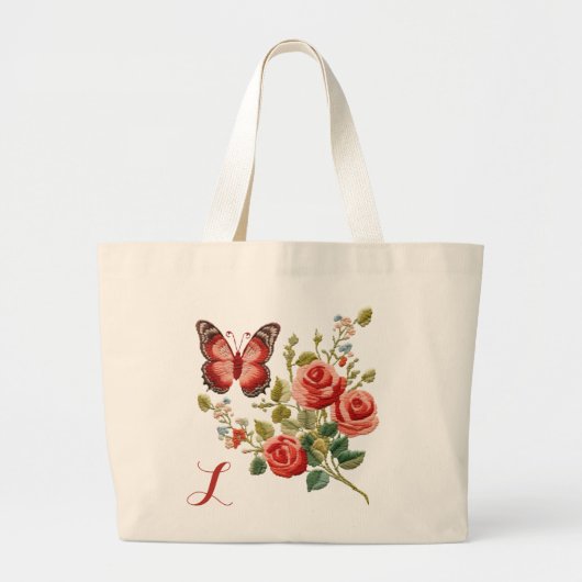 Floral Monogram Grote Tote Bag (Voorkant)