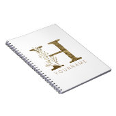 Floral Monogram H Elegant Gold Foliage Notitieboek (Rechterzijde)