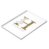 Floral Monogram H Elegant Gold Foliage Notitieboek (Linkerzijde)