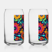 Floral Monogram Huwelijk Champagne Fluiten Blikvorm Glas (Rechts)