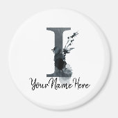 Floral Monogram I Dark Herb Foliage Magneet (Voorkant)