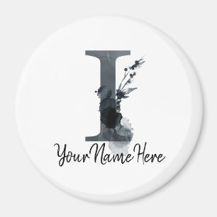 Floral Monogram I Dark Herb Foliage Magneet