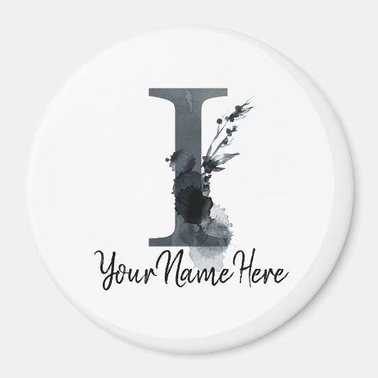 Floral Monogram I Dark Herb Foliage Magneet (Voorkant)