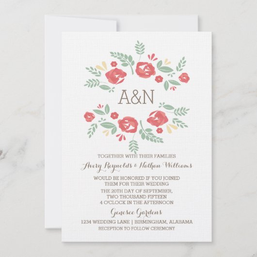 Floral monogram in het Rode Land Kaart (Voorkant)