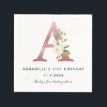 Floral Monogram Initiaal 21st Birthday Roos Gold Servet<br><div class="desc">Floral Monogram Initiaal 21e verjaardag Roos Gold Paper Napkins Met waterverf floral greenery rustic bloom en roos Gold initiaal letter A. Eenvoudig het verjaardagsjaar en de naam aan voor uw speciale gelegenheid, zoals een baby shower, verlovingsfeest, verjaardagsfeest, verjaardagen, gezinsherenigingen en elke speciale gelegenheid die u de komende maanden hebt geboden....</div>