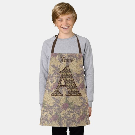 Floral Monogram Initiaal A Elegant Jouw naam Apron Schort (Gedragen)