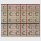 Floral Monogram Initiaal C Jouw naam Elegant Cadeaupapier (Vlak)