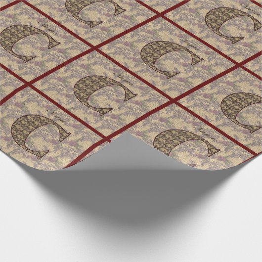 Floral Monogram Initiaal C Jouw naam Elegant Cadeaupapier (Hoek)