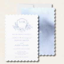 Floral Monogram Initiaal Crest Dusty Blue Wedding