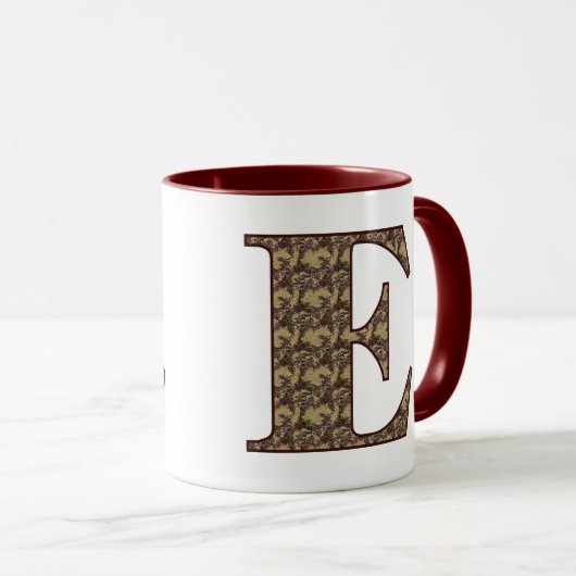 Floral Monogram Initiaal E Elegant Mok (Voorkant rechts)