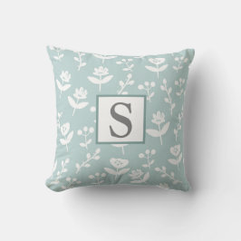Floral Monogram Initiaal Farmhouse Green Kussen