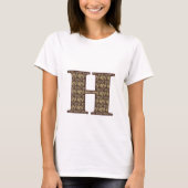 Floral Monogram Initiaal H Elegant T-shirt (Voorkant)