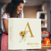 Floral monogram initiaal keukenrecepten kookboek