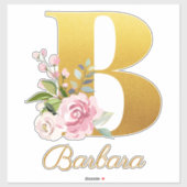 Floral Monogram Initiaal Letter B Aangepaste naam Sticker (Vel)