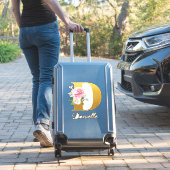 Floral Monogram Initiaal Letter D Aangepaste naam Sticker (Koffer Insitu)