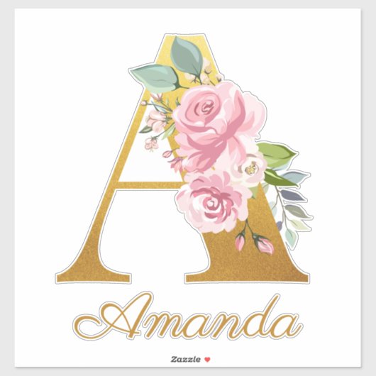 Floral Monogram Initiaal Letter Een aangepaste naa Sticker (Vel)