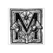 Floral Monogram  initiaal letter M Rubberstempel (Afrduk)