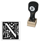 Floral Monogram  initiaal letter N Rubberstempel (Gestempeld)