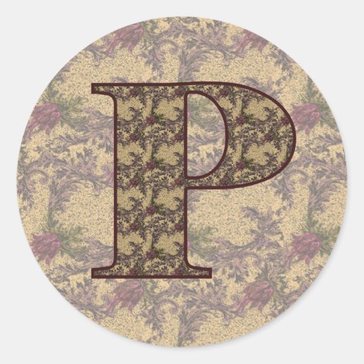 Floral Monogram Initiaal P Elegant Ronde Sticker (Voorkant)