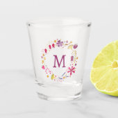Floral Monogram Initiaal Shot Glas (Voorkant)