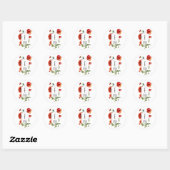 Floral Monogram Initiaal Stickers Red Poppy Flower (Vel)