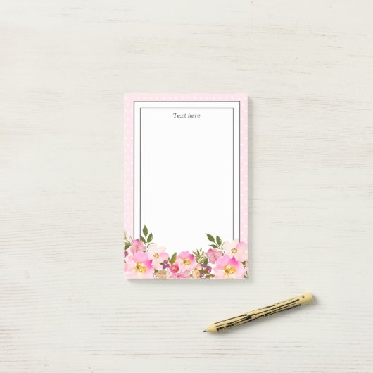 Floral Monogram initiaal, waterverf bloem Post-it® Notes (Op bureau)