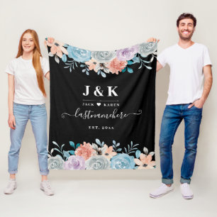 Floral Monogram Initialen Aangepaste familienaam Fleece Deken