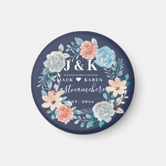 Floral Monogram Initialen Aangepaste familienaam Magneet