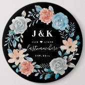 Floral Monogram Initialen Aangepaste familienaam Ronde Button 6,0 Cm (Voorkant)